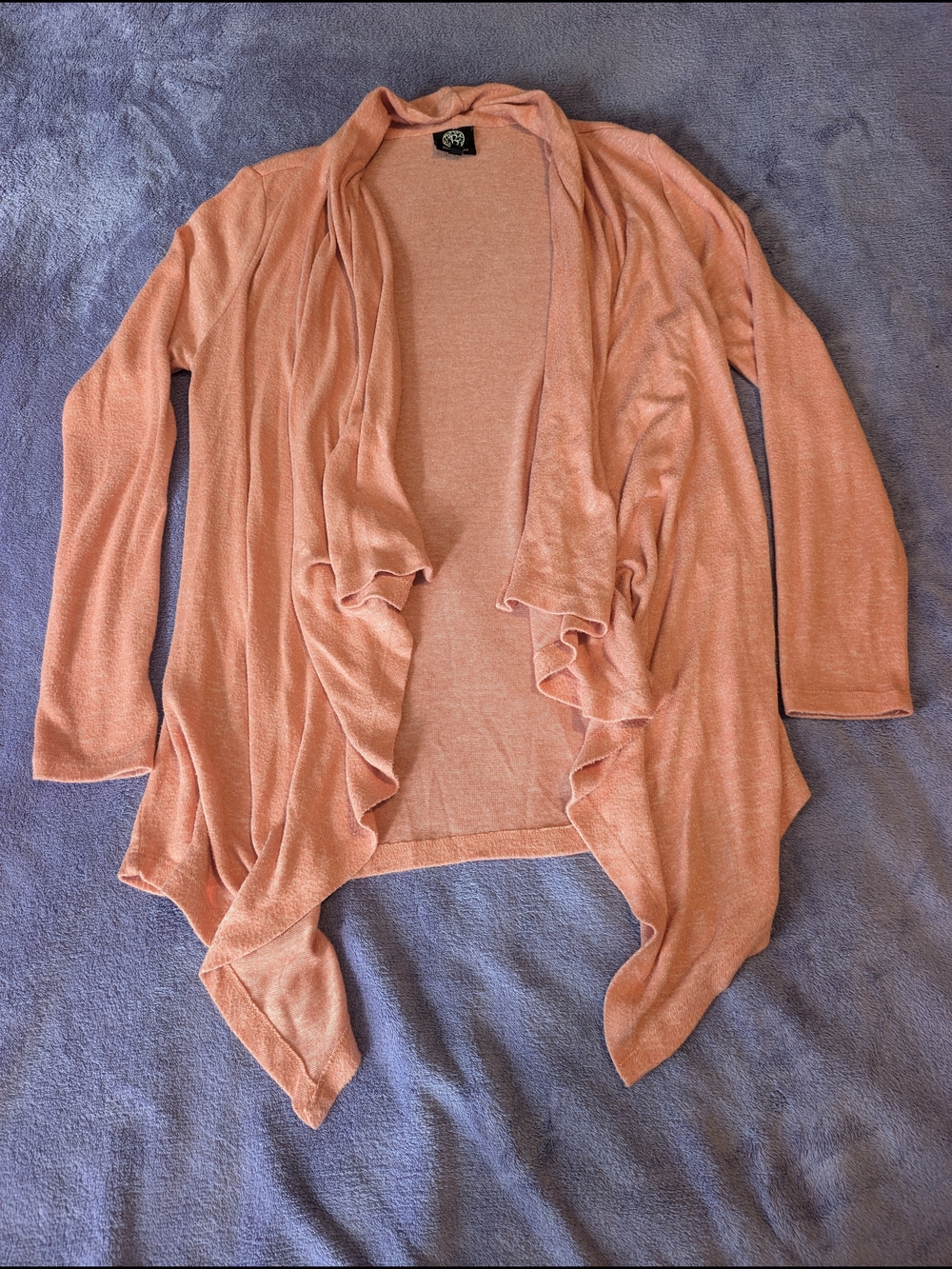 bobeau Coral Open-Front Draped Cardigan